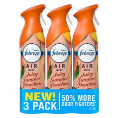 Febreze Air Mist Juicy Summer Peaches bottle ready to refresh a room