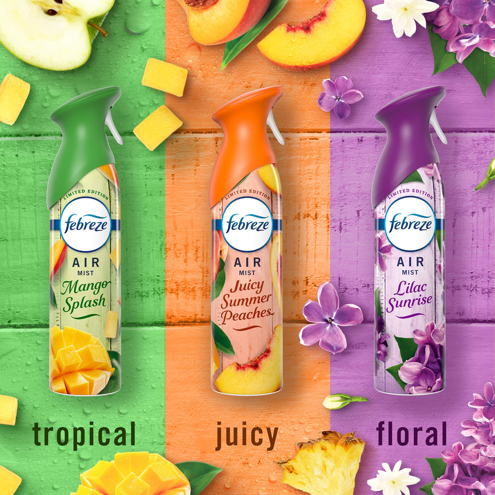 Febreze Air Mist Juicy Summer Peaches spray freshens kitchens and living areas