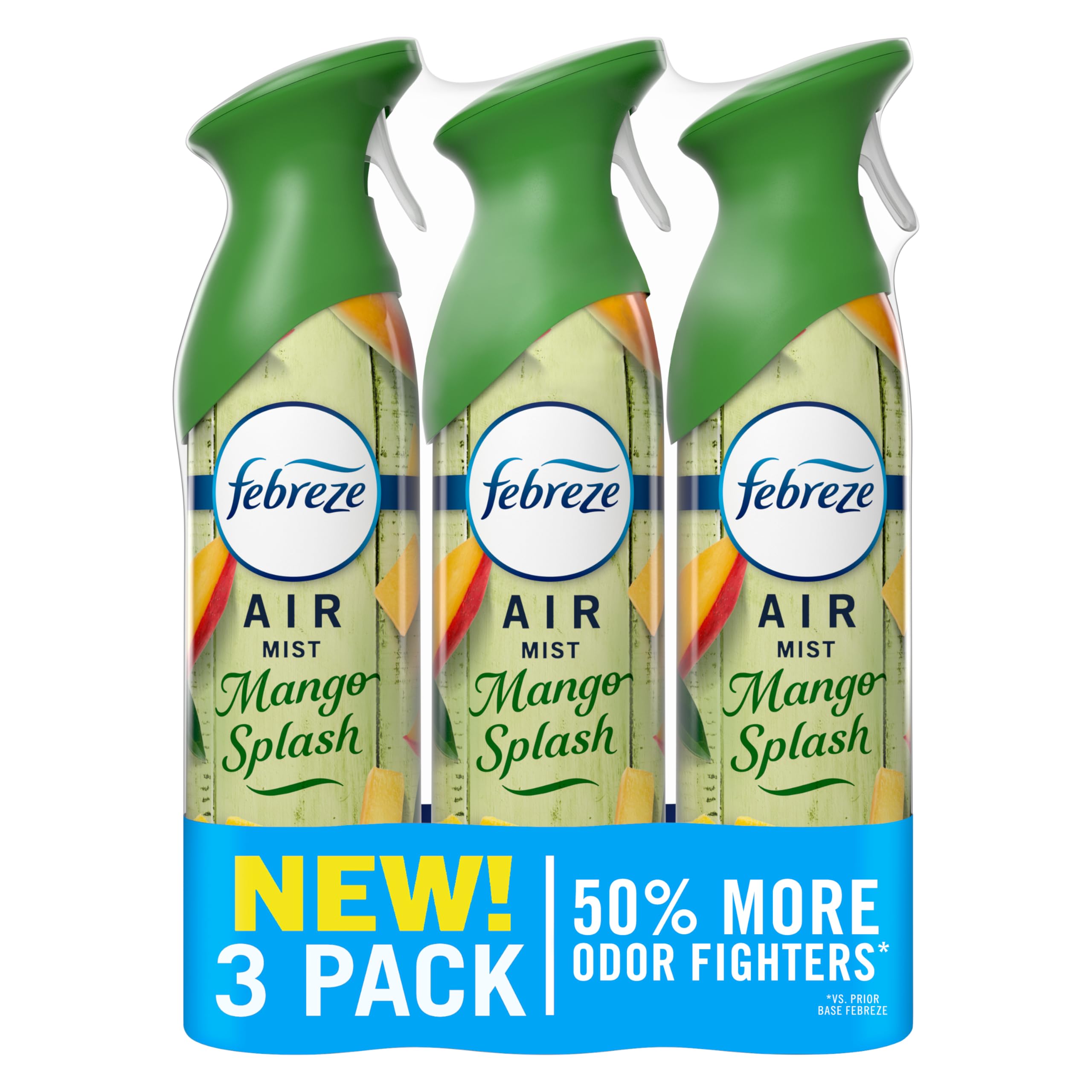 Febreze Air Mist Mango Splash bottle ready for quick odor control in any room.