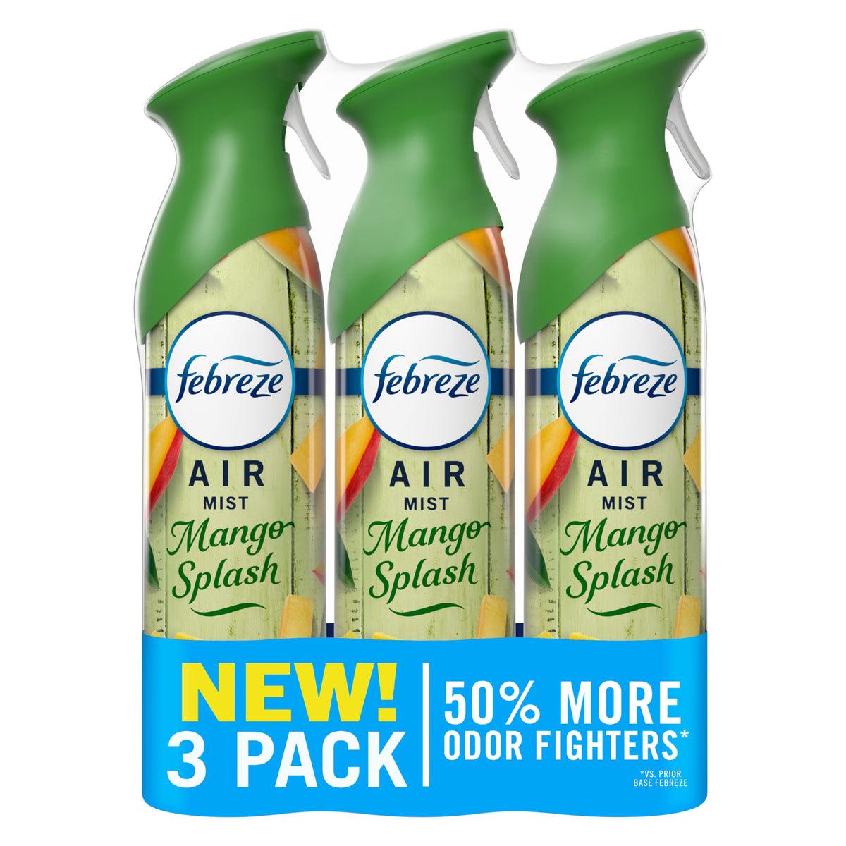 Febreze Air Mist Mango Splash bottle ready for quick odor control in any room.