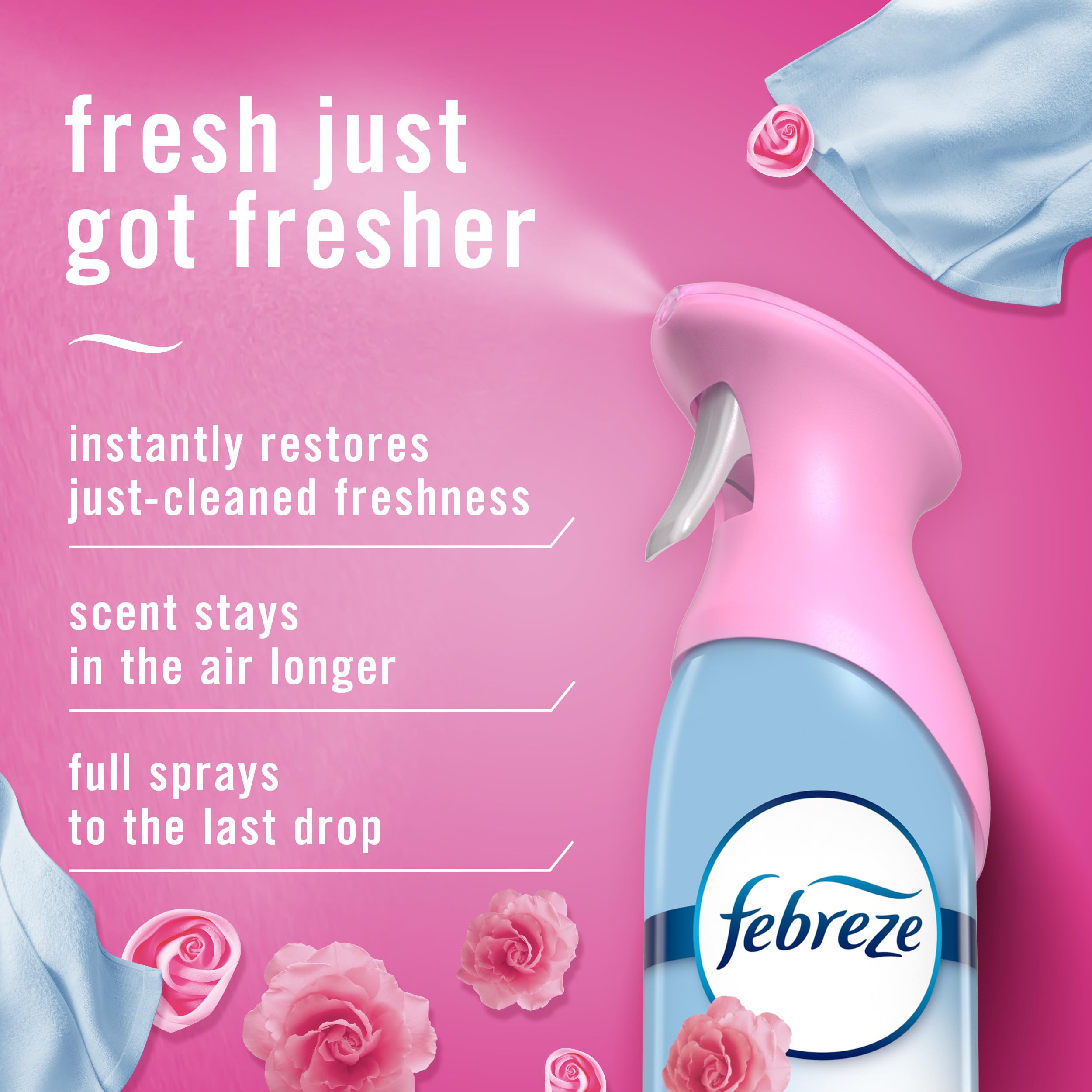 Febreze Air Mist can emphasizes 50% more odor fighters for tougher spaces.