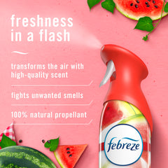 Febreze Air Mist Sweet Watermelon Vine can back shows product details and labeling.
