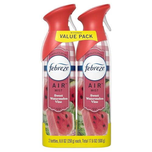 Cyclodextrin feature highlighted in Febreze Air Mist Sweet Watermelon Vine visuals.