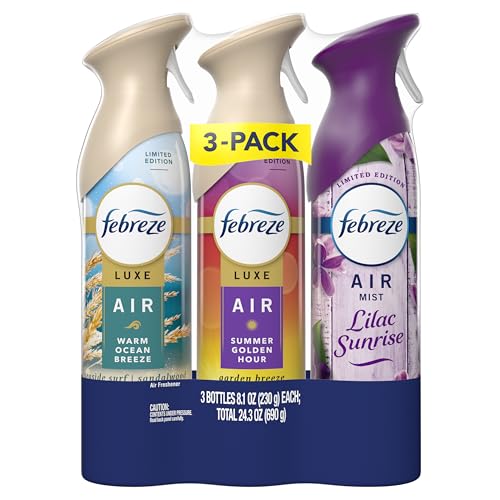 Febreze Air Mist Transparent mist particles illustrate prolonged scent release.