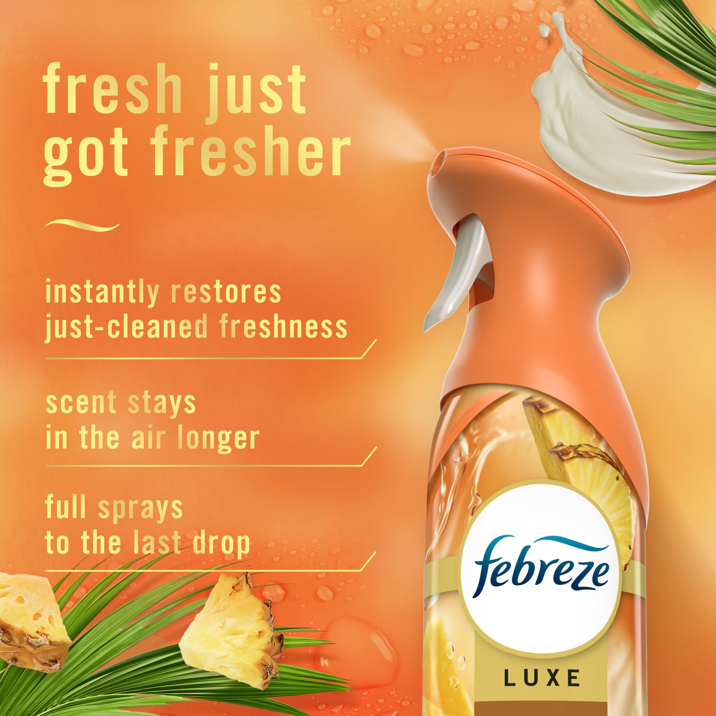 Febreze Air Mist Tropical Blend fine mist disperses evenly for long lasting freshness