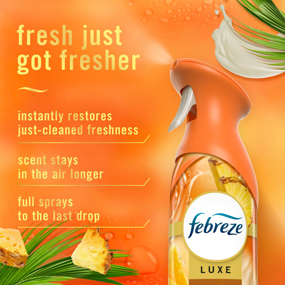 Febreze Air Mist Tropical Blend fine mist disperses evenly for long lasting freshness