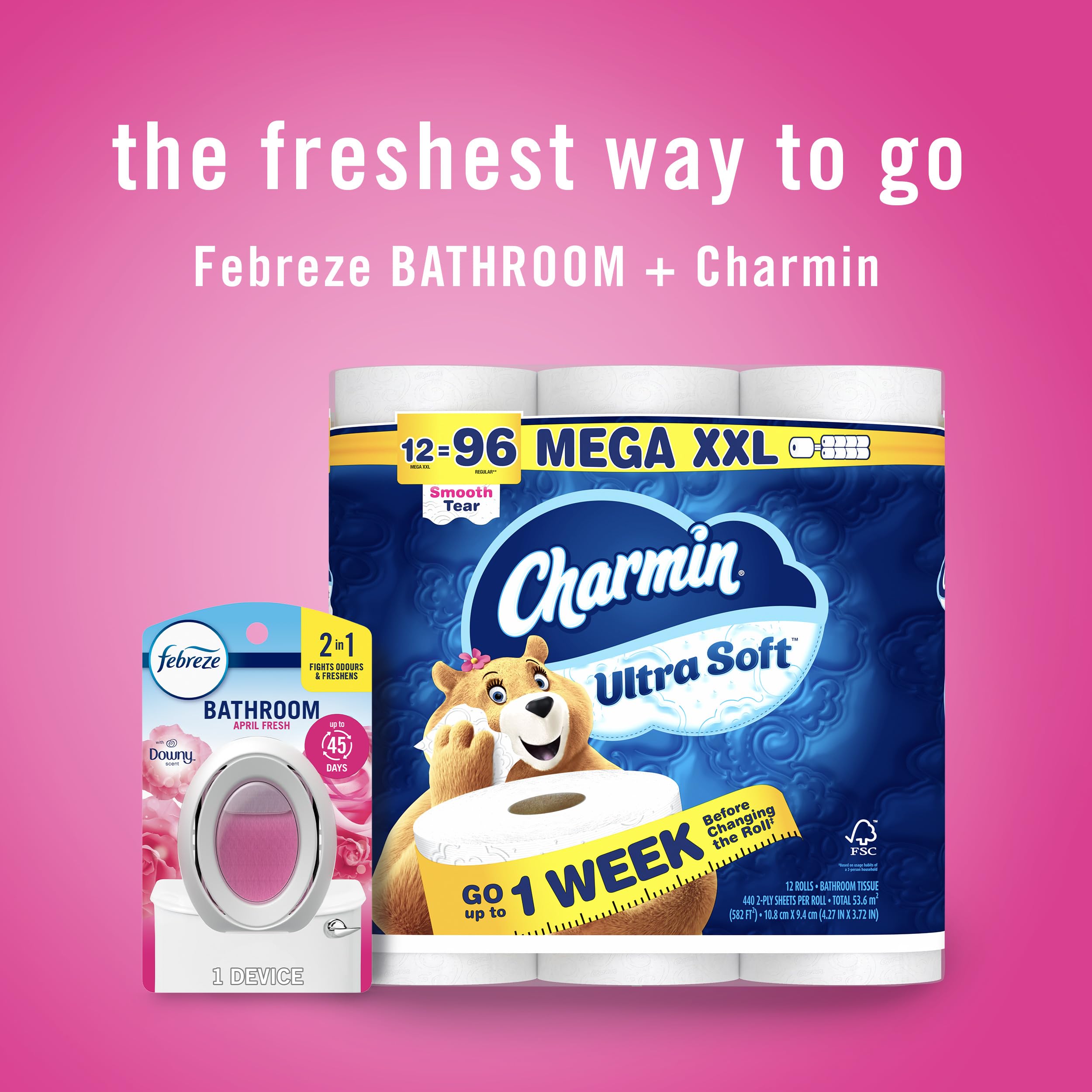 Febreze Bathroom requires no batteries, simple press to activate.