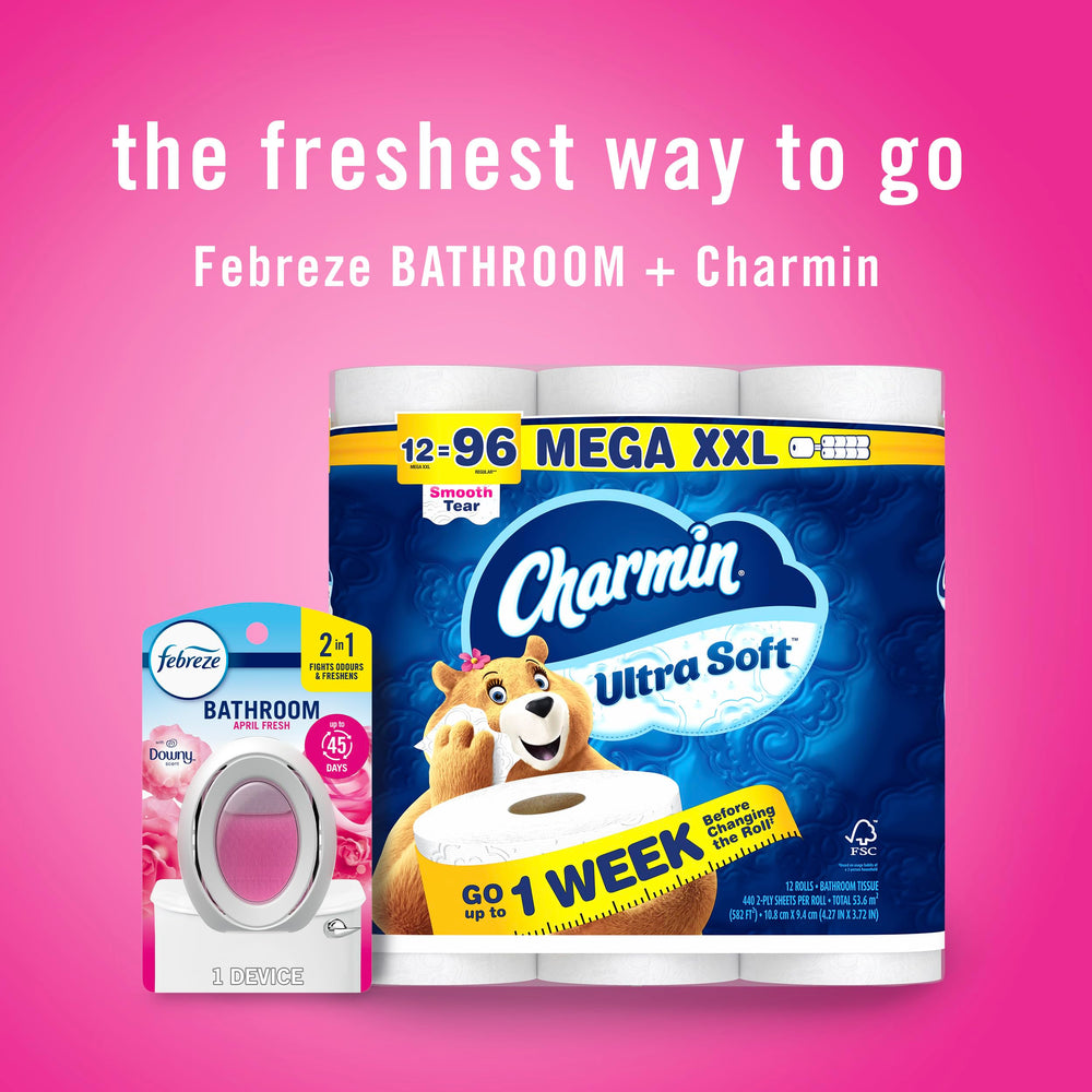 Febreze Bathroom requires no batteries, simple press to activate.