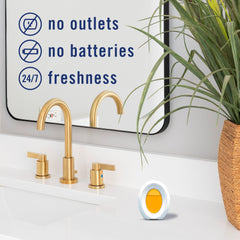 Febreze compact-design unit demonstrates unobtrusive fit in small spaces.