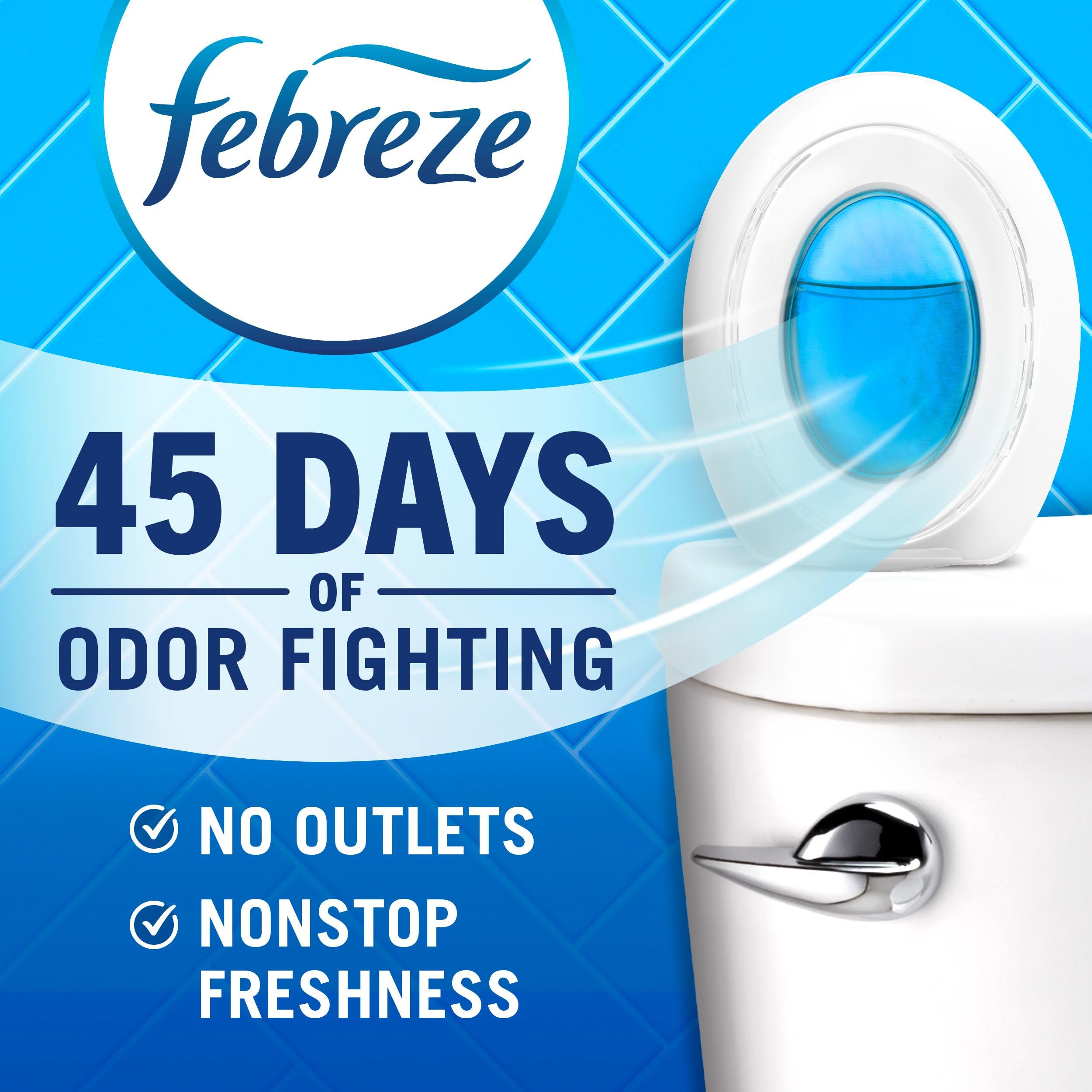 Febreze Bathroom Hawaiian Aloha scent fills small rooms with fruity floral notes.