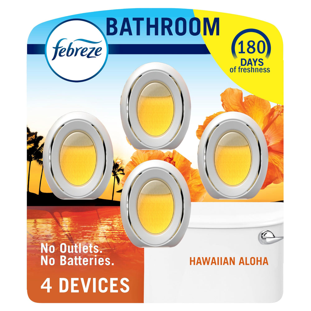 Febreze Bathroom odor fighter activated for immediate freshness in tight spaces.