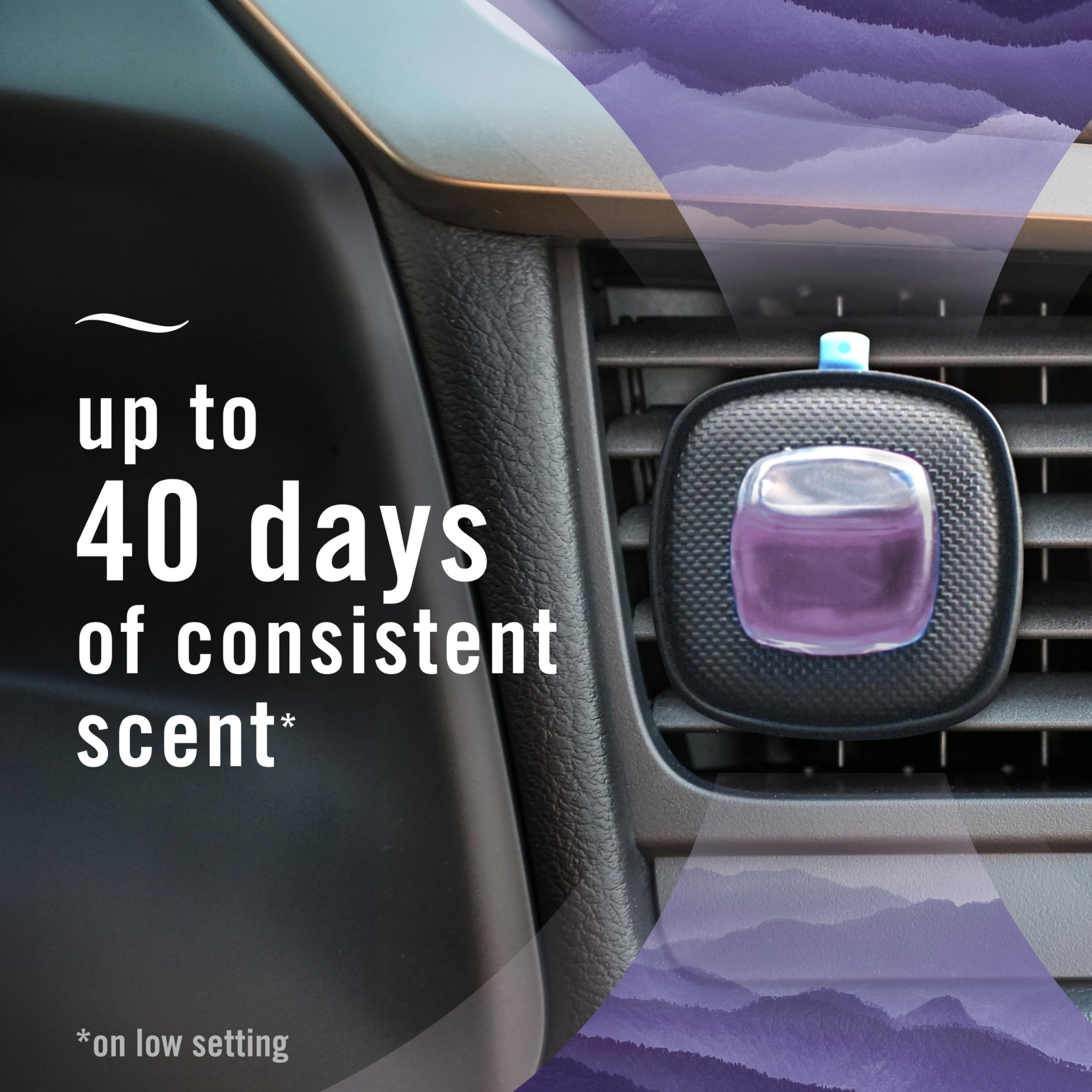Febreze Car Mountain adjustable-nozzle clip lets you tailor intensity.
