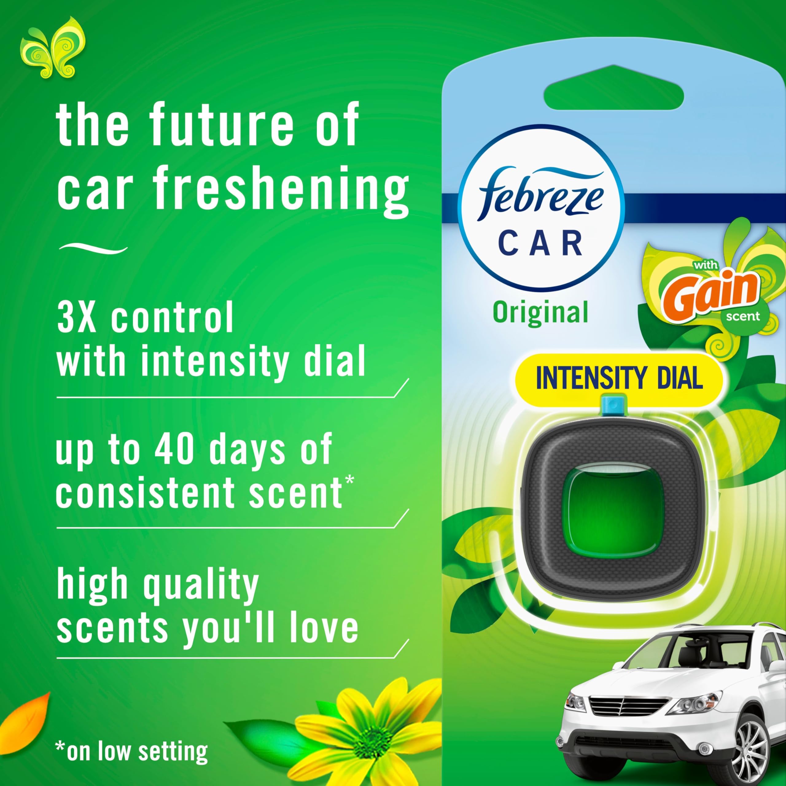 Gain Original scent diffuses evenly with Steady Release Technology across the cabin