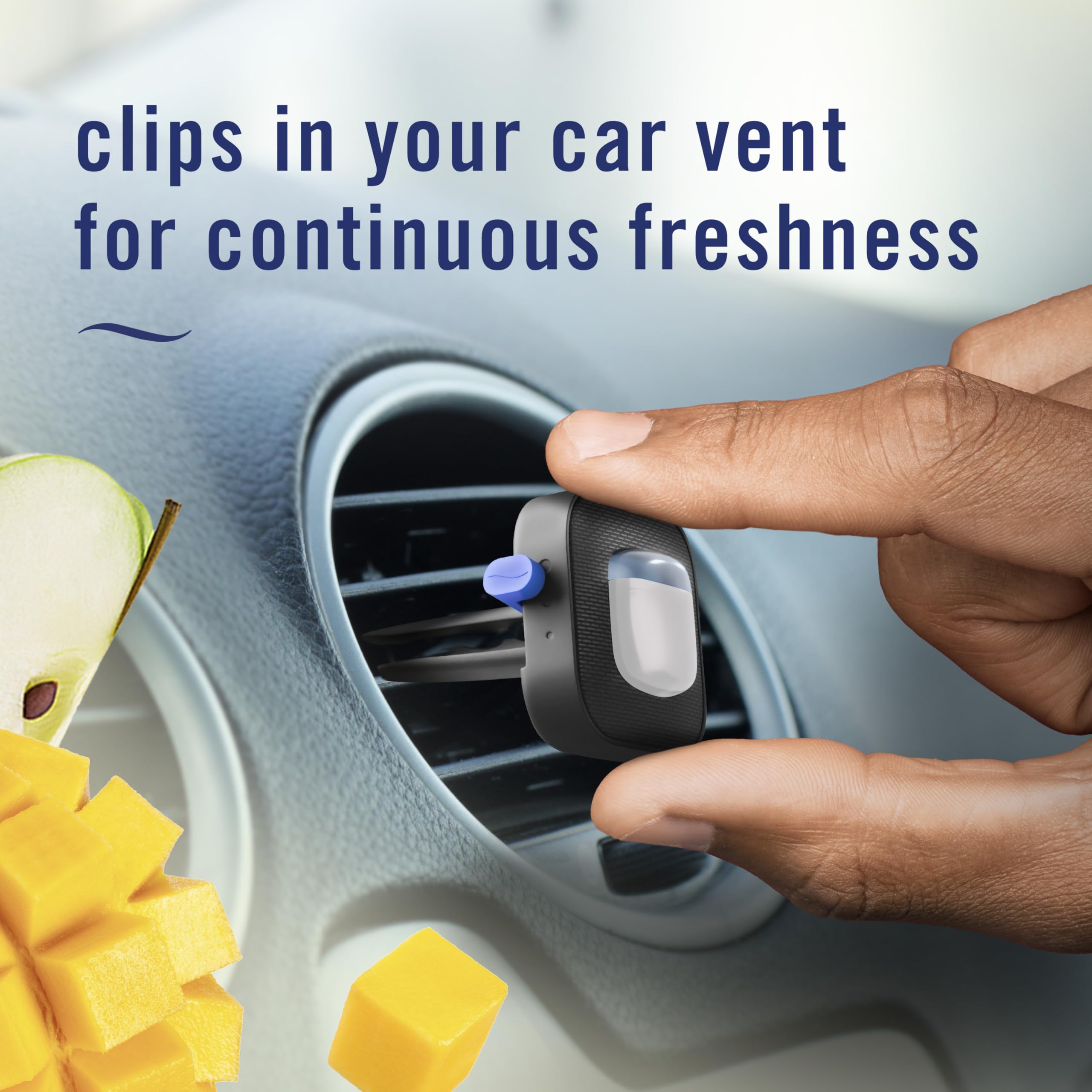 Compact vent clip design blends with cabin.