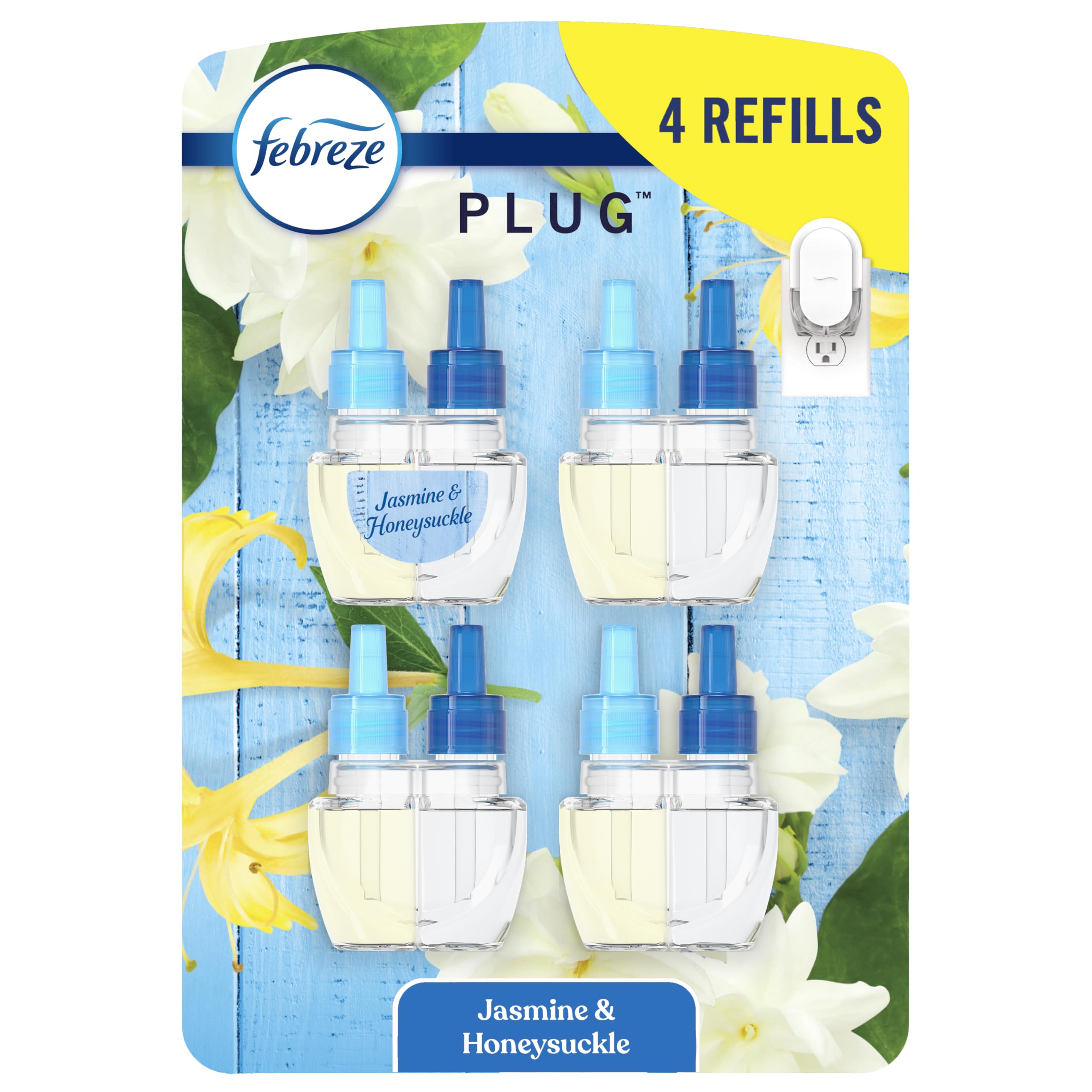 Febreze Fade Defy PLUG in-outlet delivers long lasting Jasmine and Honeysuckle freshness