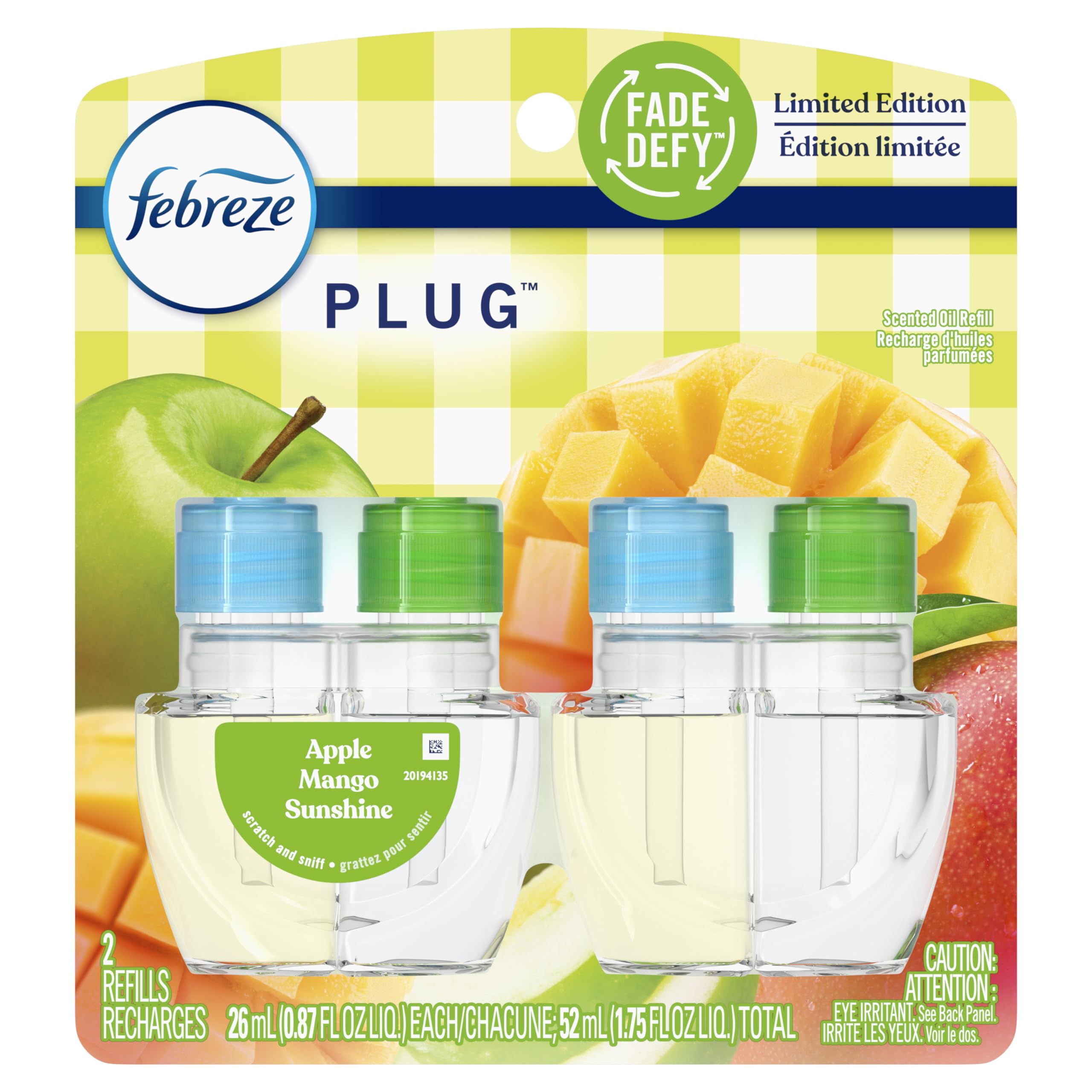 Febreze Fade Defy Plug Apple Mango Sunshine refill, automatic scent release
