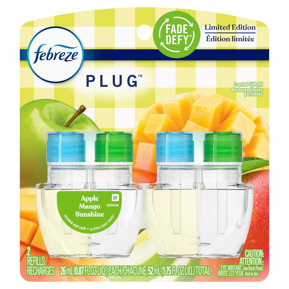Febreze Fade Defy Plug Apple Mango Sunshine refill, automatic scent release