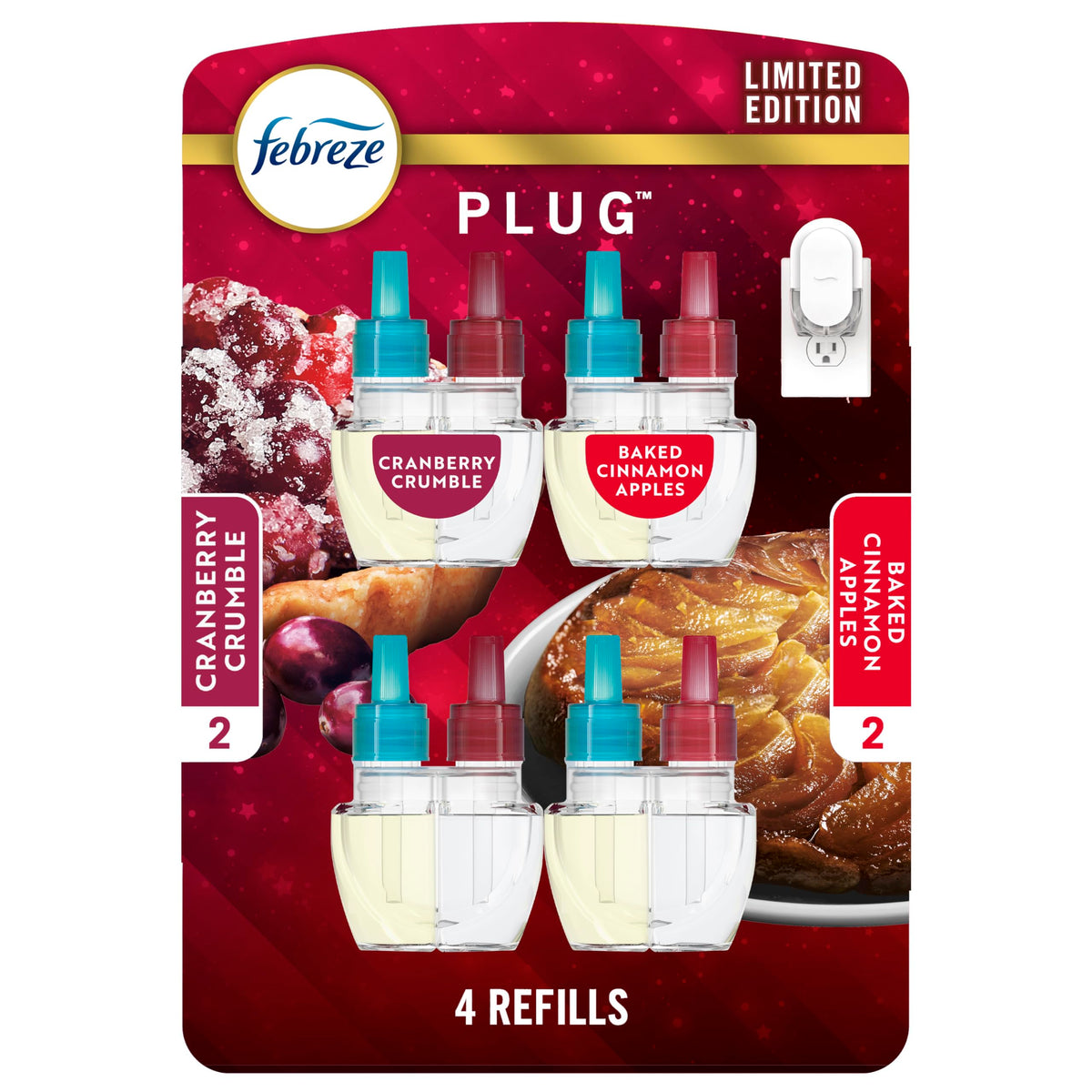 Febreze Fade Defy Plug with Baked Cinnamon Apples scent fills a room with warmth