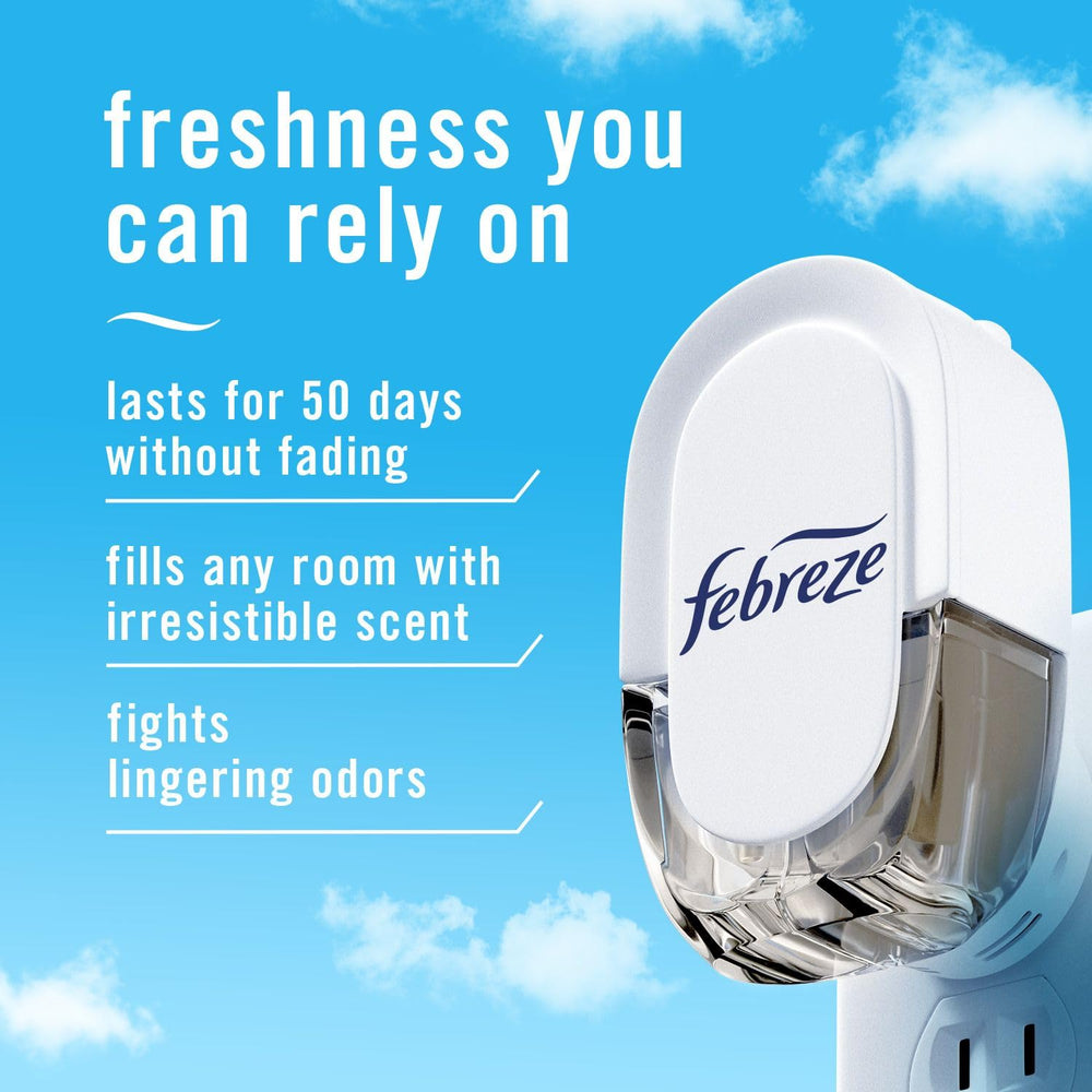 Febreze Fade Defy plug mango-splash in use outlet demonstrates easy, continuous odor control.