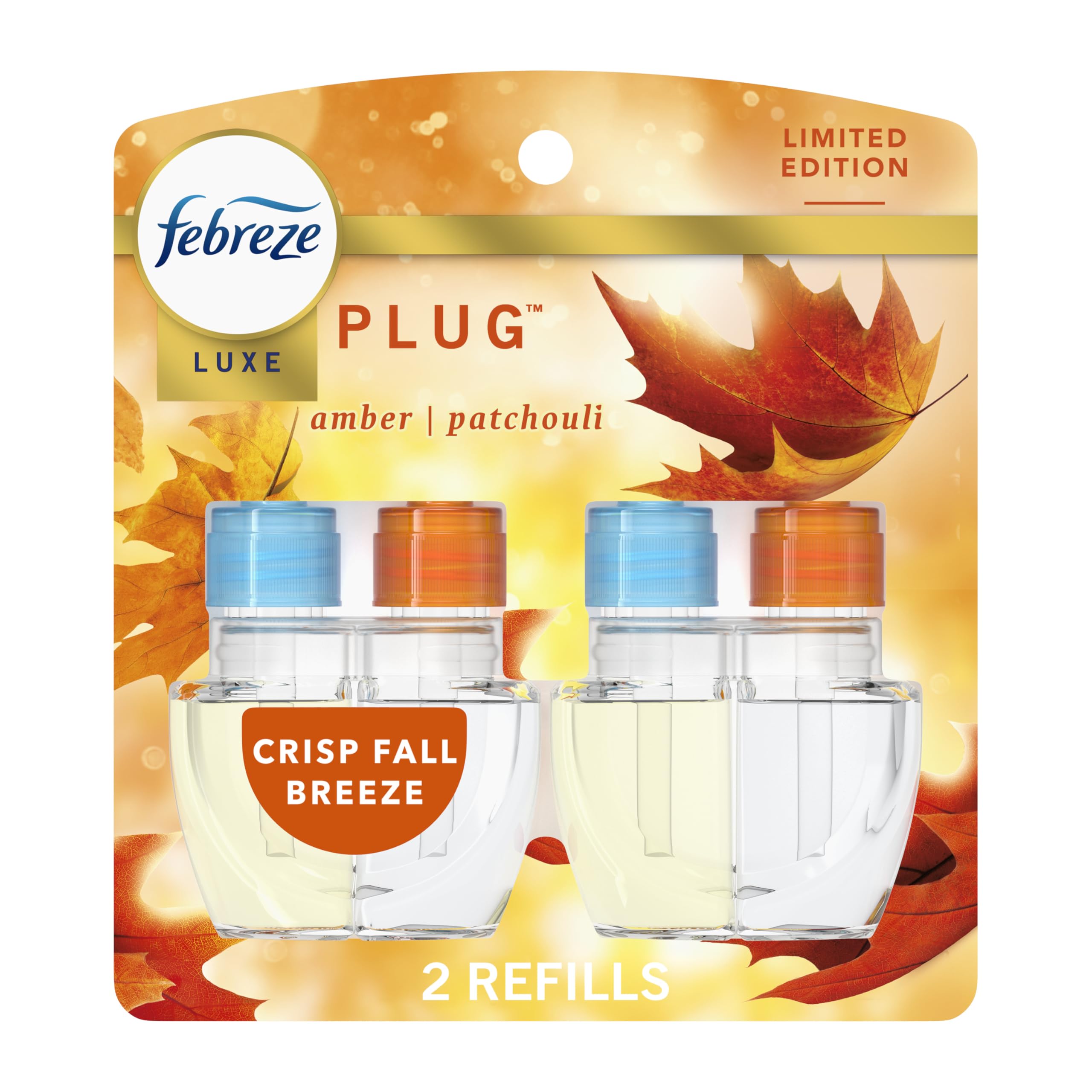 Febreze Fade Defy plug refill bottle maintains long-lasting freshness up to 50 days.
