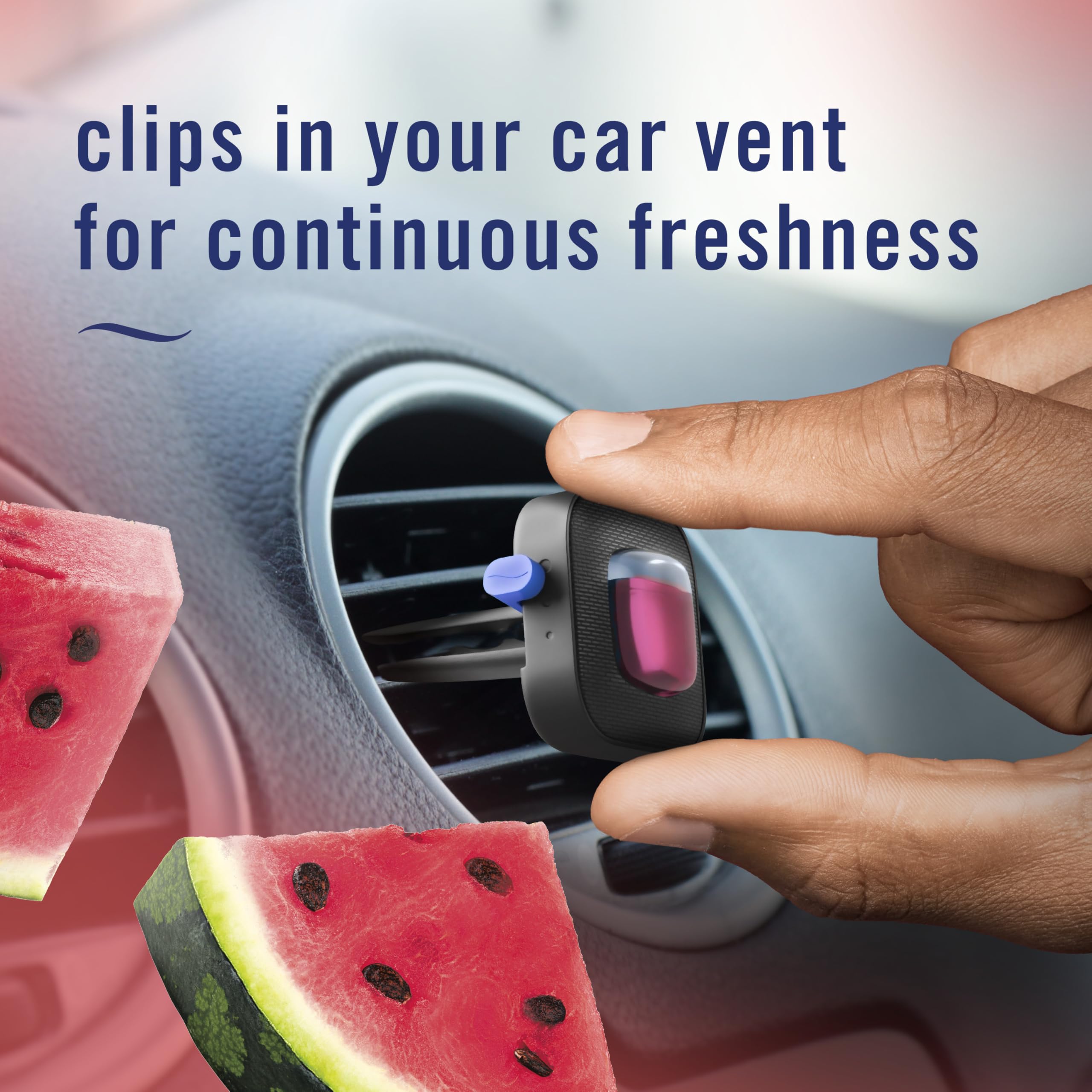 Febreze long-lasting car scent lasts up to 40 days on low.