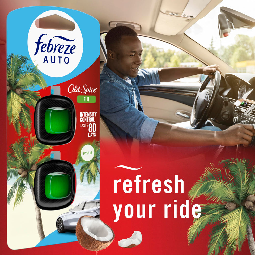 Febreze Old Spice Fiji vent clip demonstration on car dash