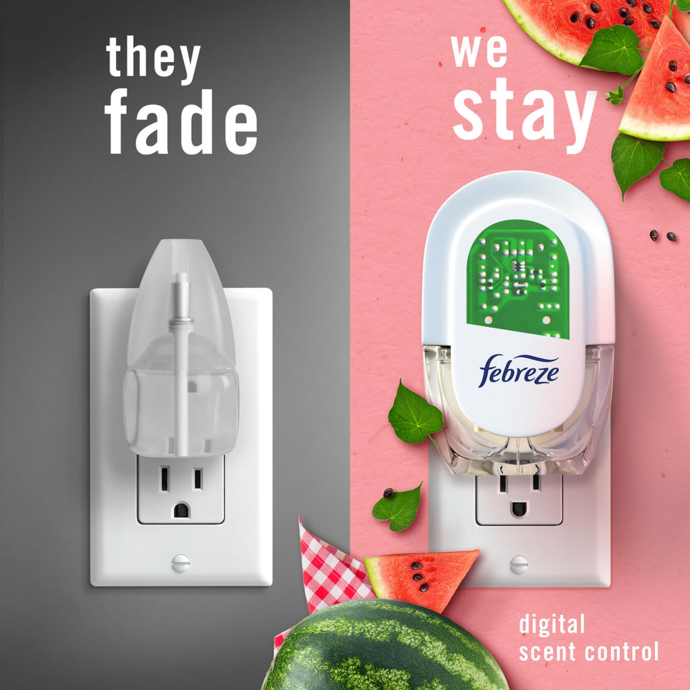 Febreze Fade Defy plug-rotation feature keeps scent consistent in tilted outlets.