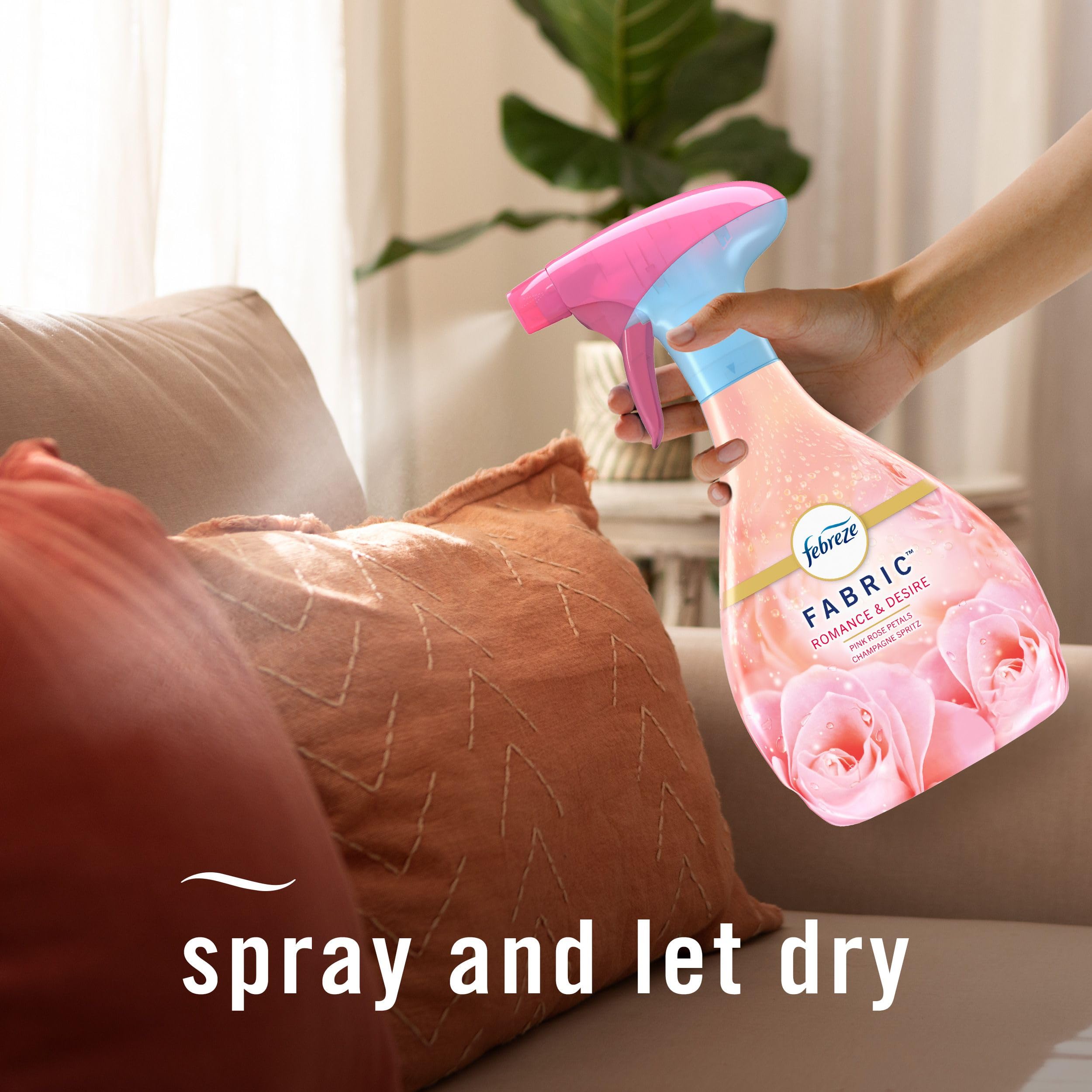 Febreze Romance & Desire bedding area refreshed for calmer evenings.