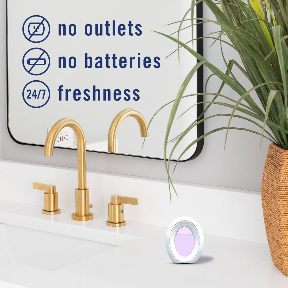 Febreze Small Spaces bathroom setup ready for quick odor control.