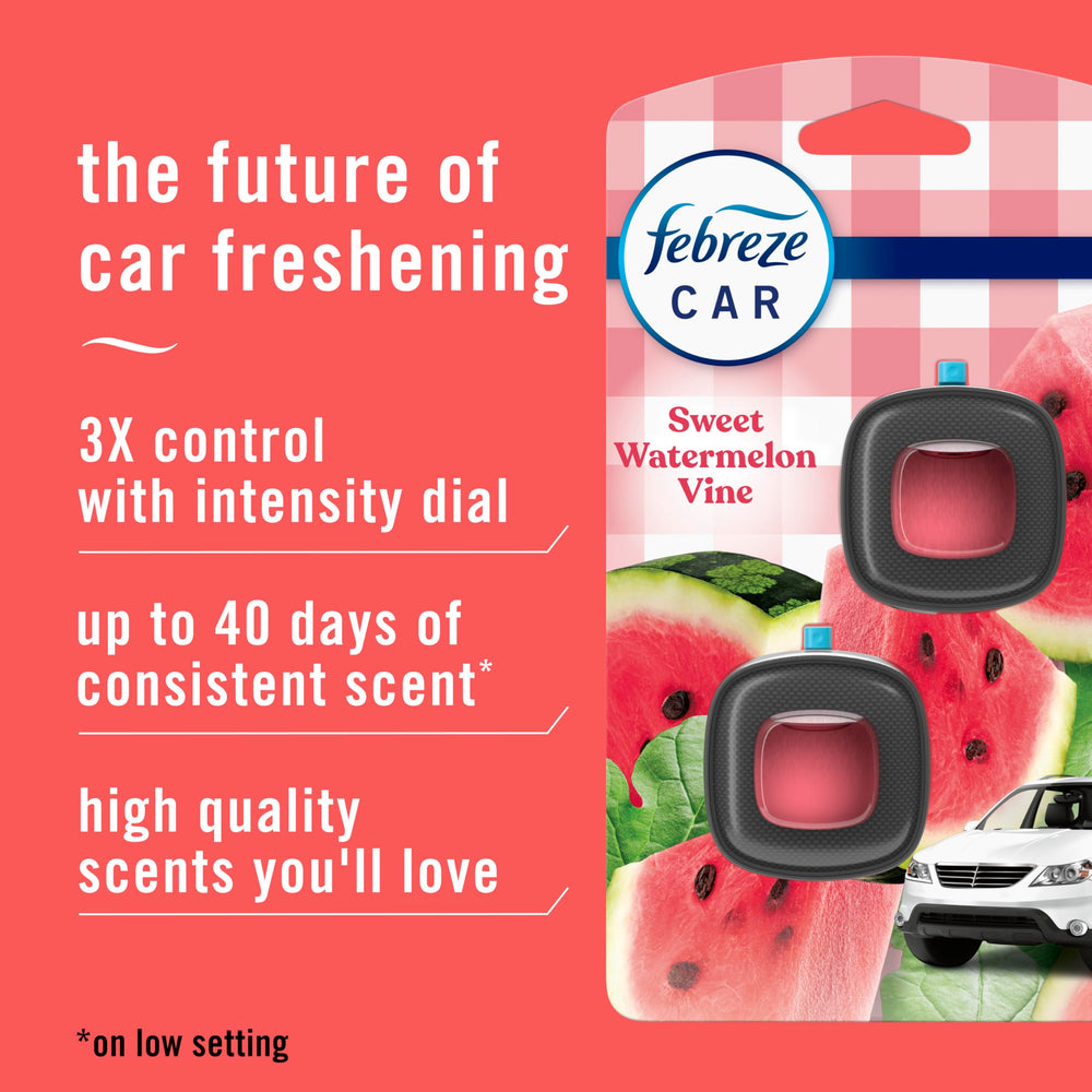 Febreze vent clip activates with a click for steady fragrance.
