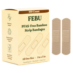 FEBU bamboo bandage strip close-up showing flexible breathable weave for comfort