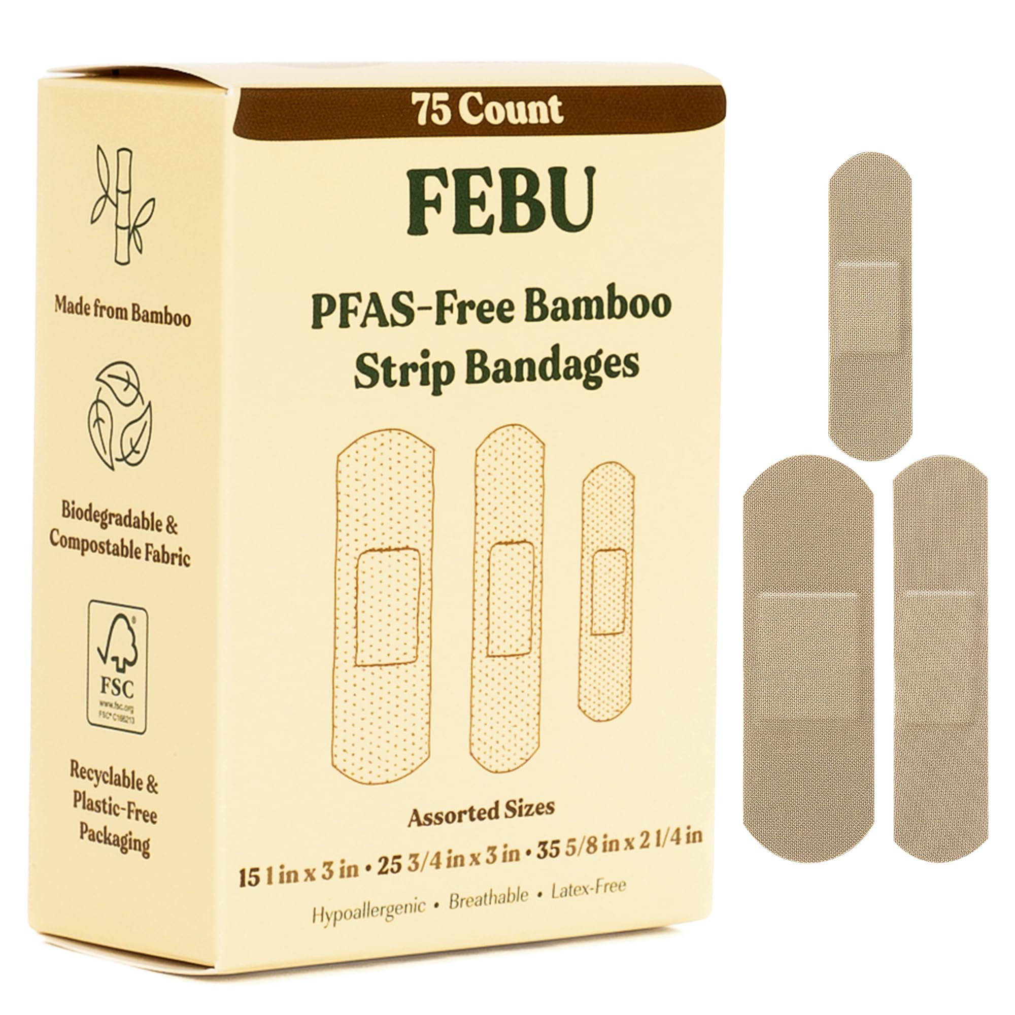 FEBU strip bandages with flexible weave for everyday protection.