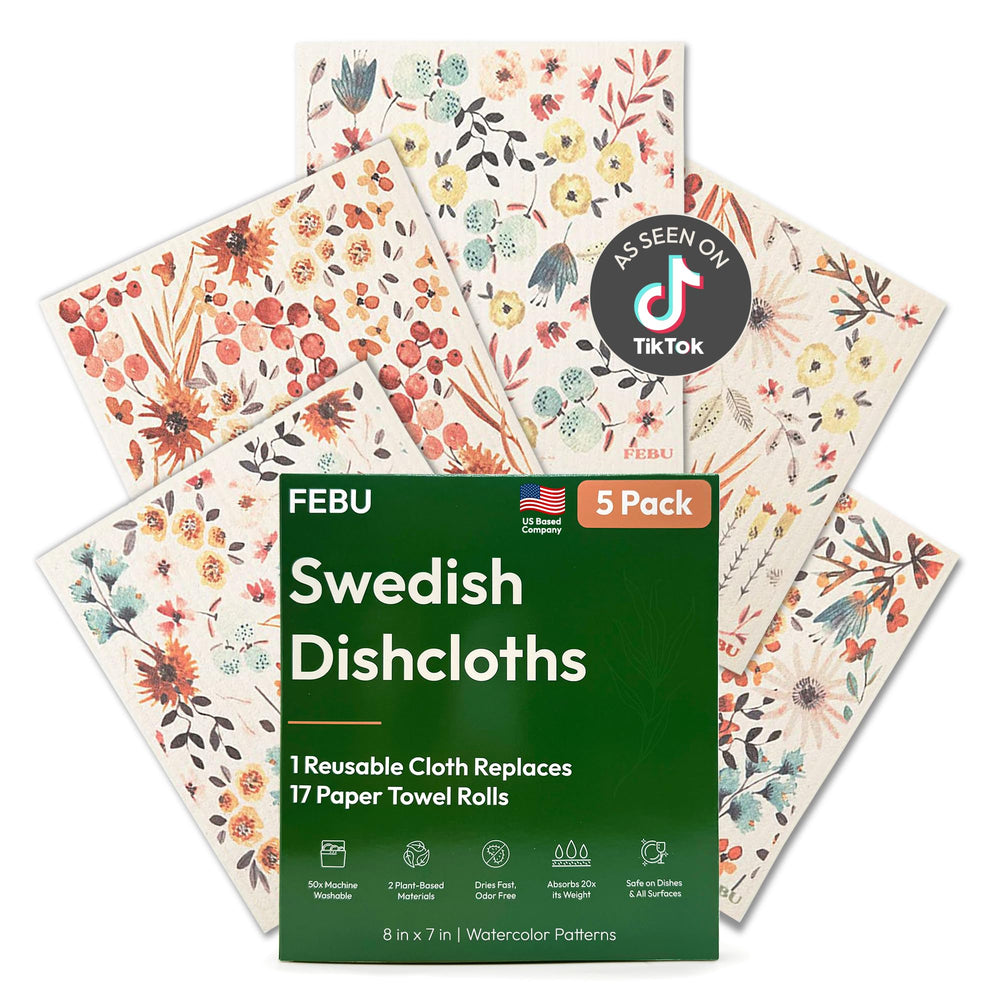 FEBU Swedish dishcloth displaying high absorbency for heavy spills in the kitchen
