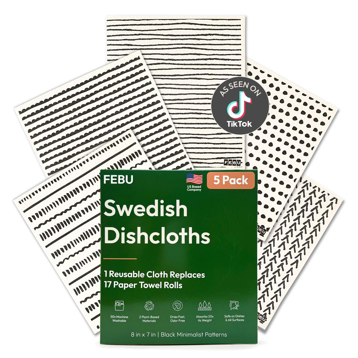 FEBU Swedish dishcloth absorption demonstrates strong spill pickup for quick kitchen cleanup.