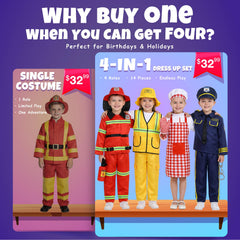 Fedio firefighter costume top with hat for heroic pretend play