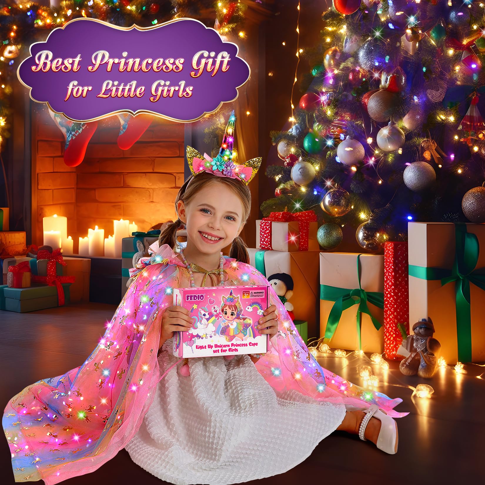 Fedio pink princess cape and hood create magical glow moments.