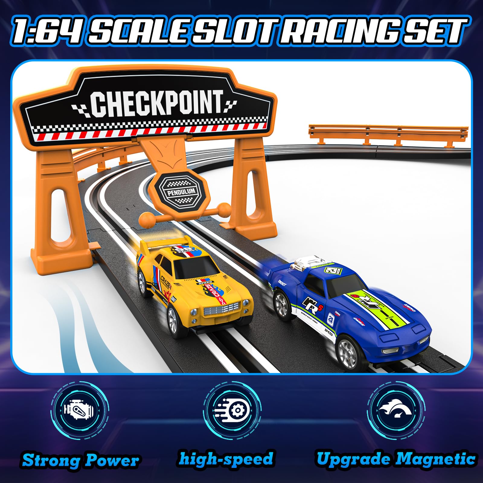 Fedonak Slot Track supports battery or electric power for flexible play.