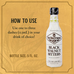 Fee Brothers Black Walnut label closeup with gluten free and vegan-friendly notes