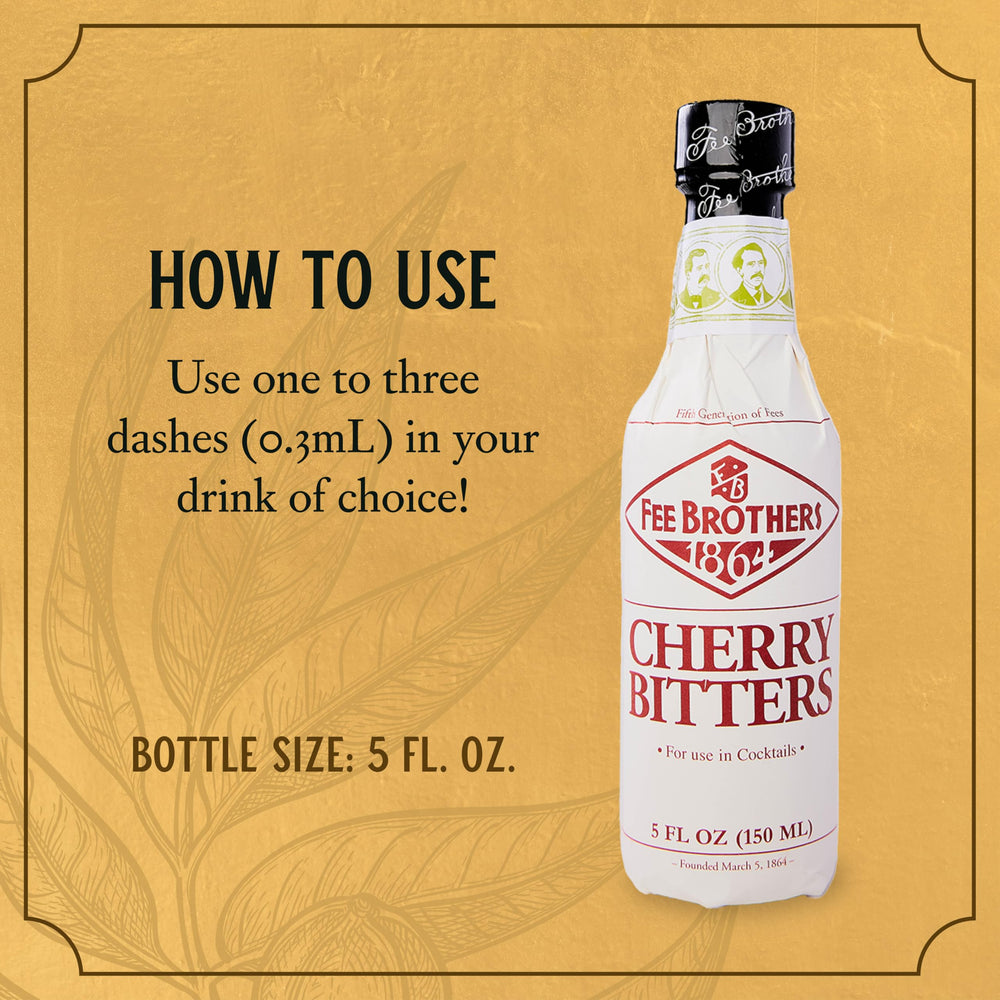 Chilled cocktail featuring Fee Brothers Cherry Bitters with cherry aroma.