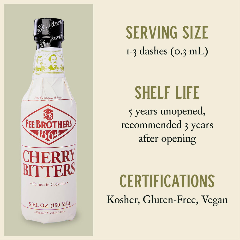 Close-up of ingredients in Fee Brothers Cherry Bitters adding depth.