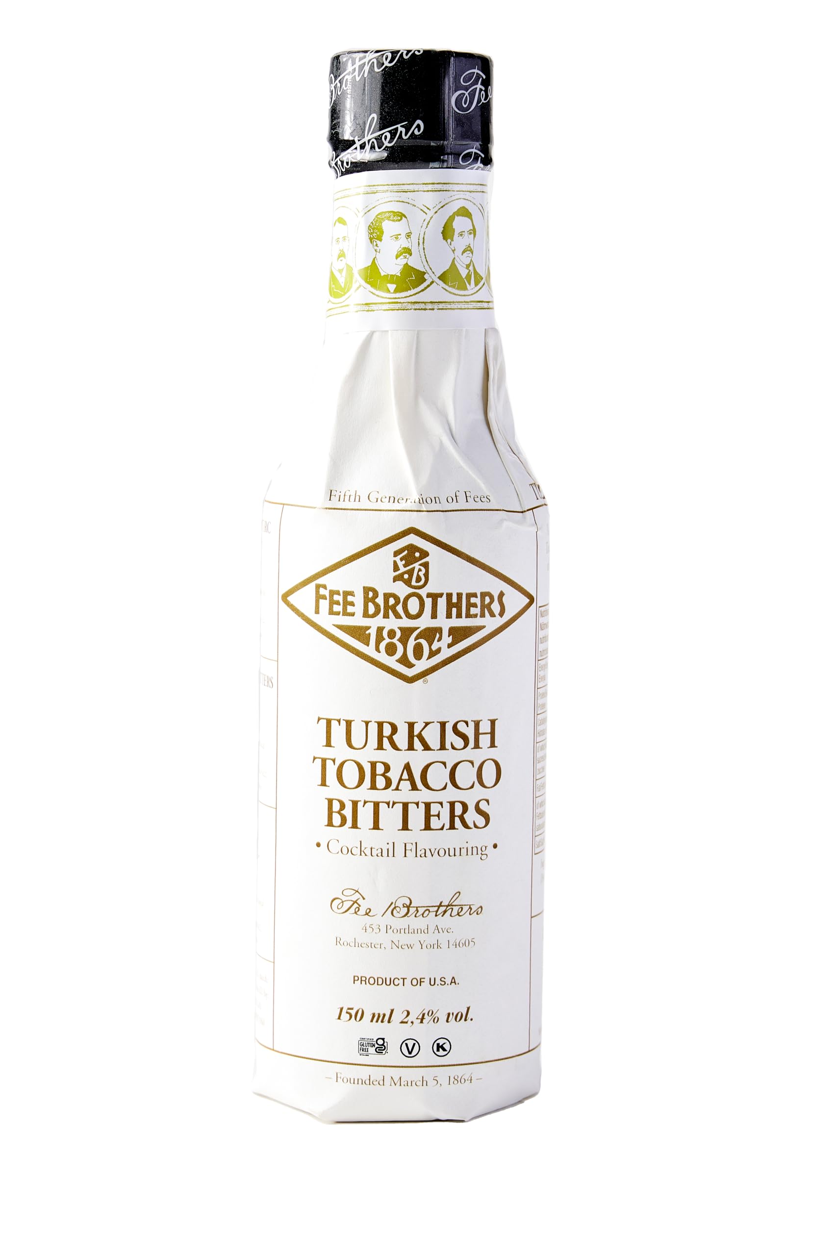 Fee Brothers Turkish Tobacco Bitters bottle-pour enhances aroma and balance in cocktails.