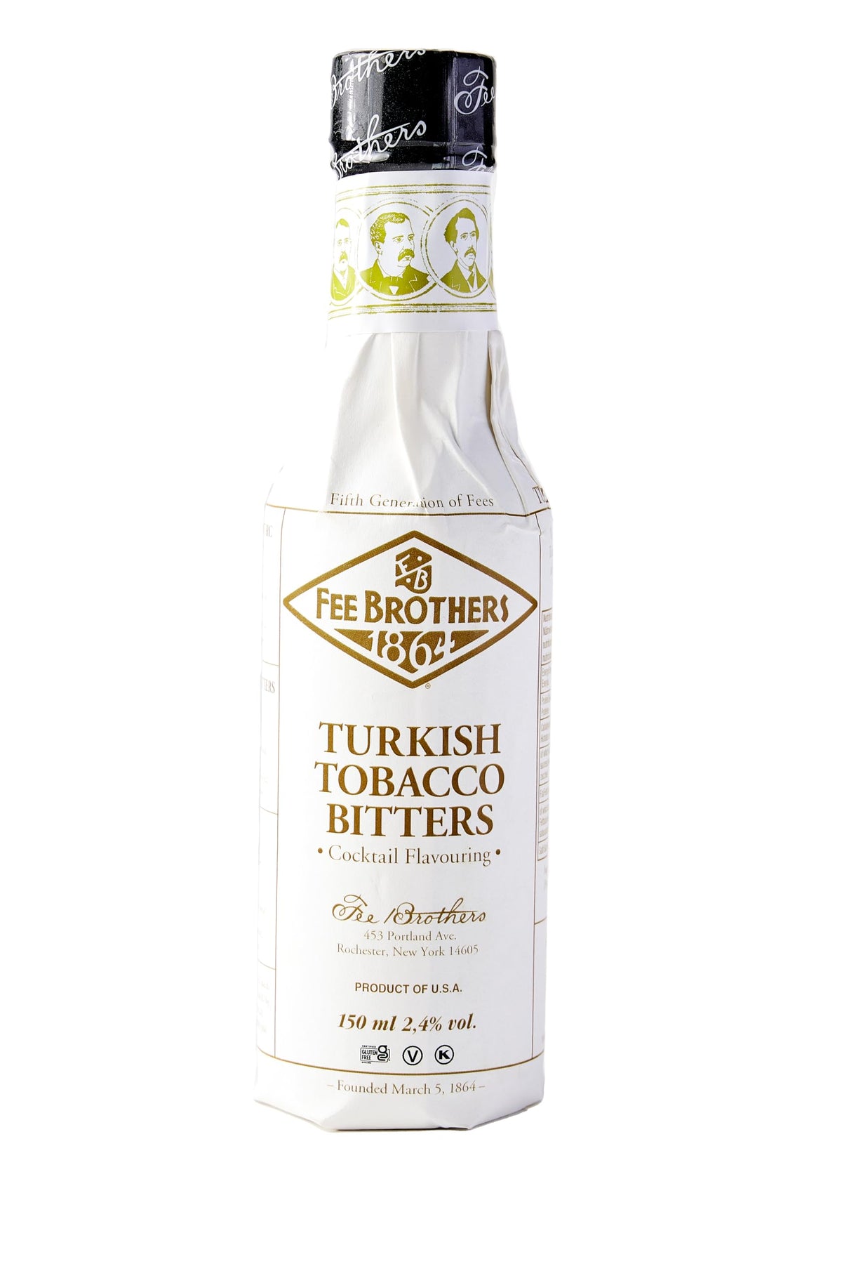 Fee Brothers Turkish Tobacco Bitters bottle-pour enhances aroma and balance in cocktails.