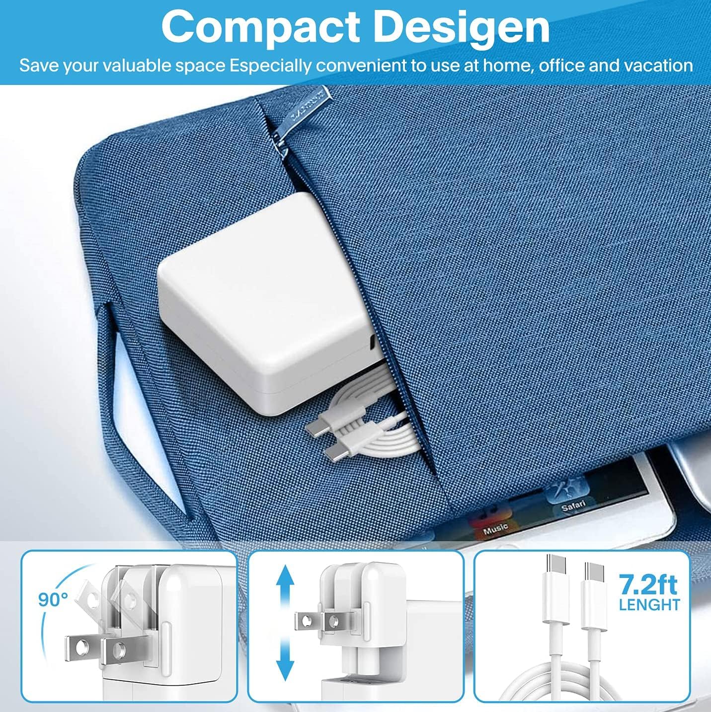 Compact travel-friendly charger design for bags and backpacks