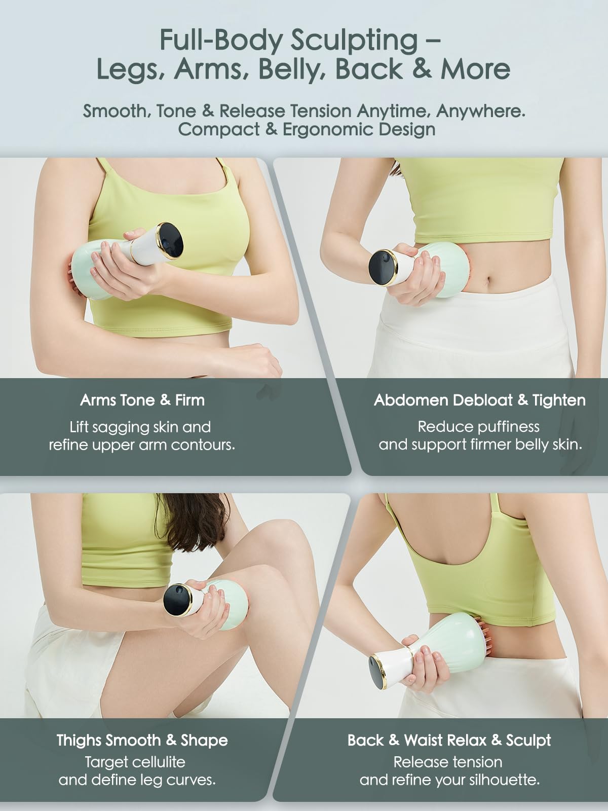 FEEJOY compact rechargeable battery and USB Type-C charging for on-the-go use.