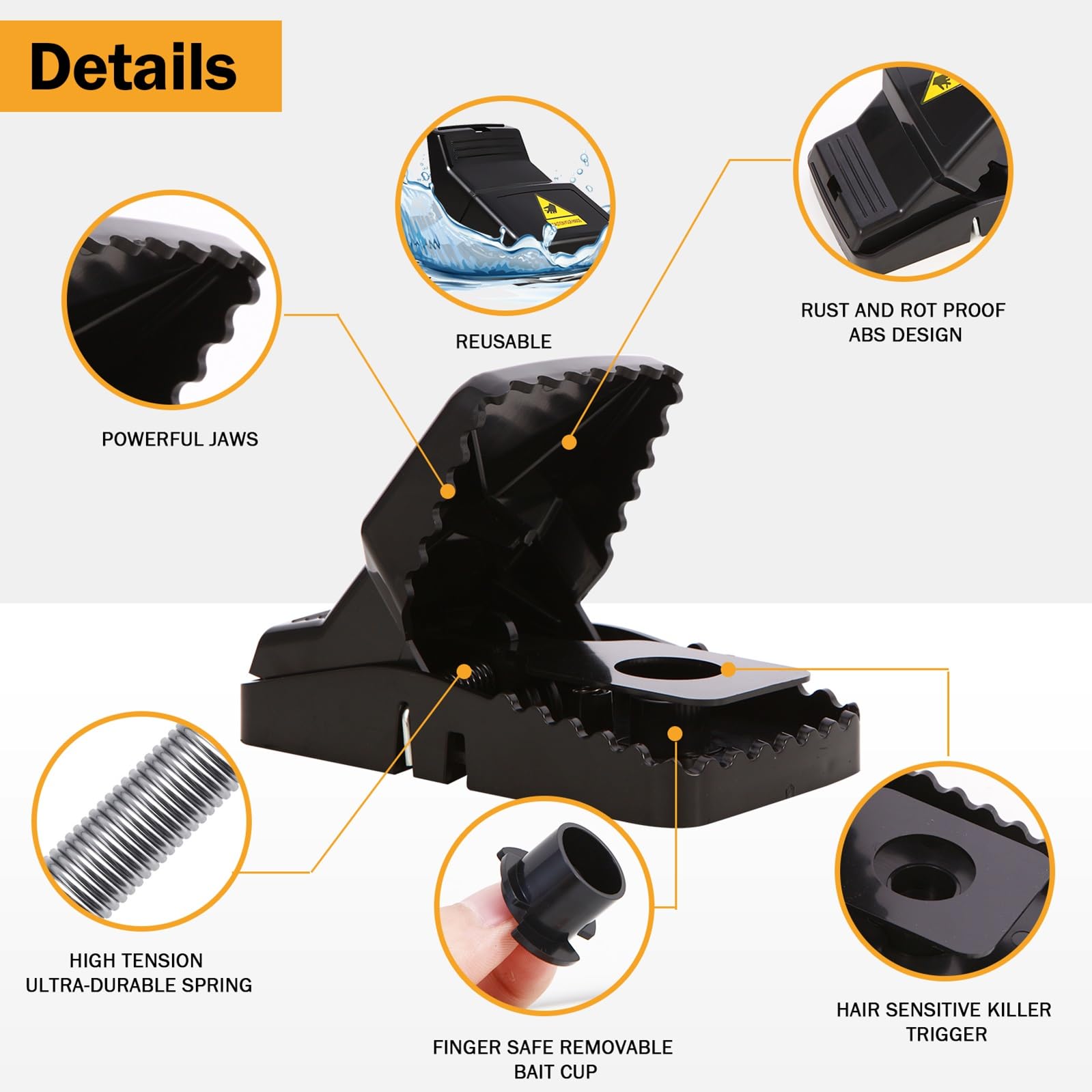 Feeke rat trap large side view demonstrates compact, portable setup for indoor use.