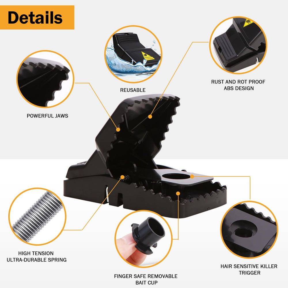 Feeke rat trap large side view demonstrates compact, portable setup for indoor use.