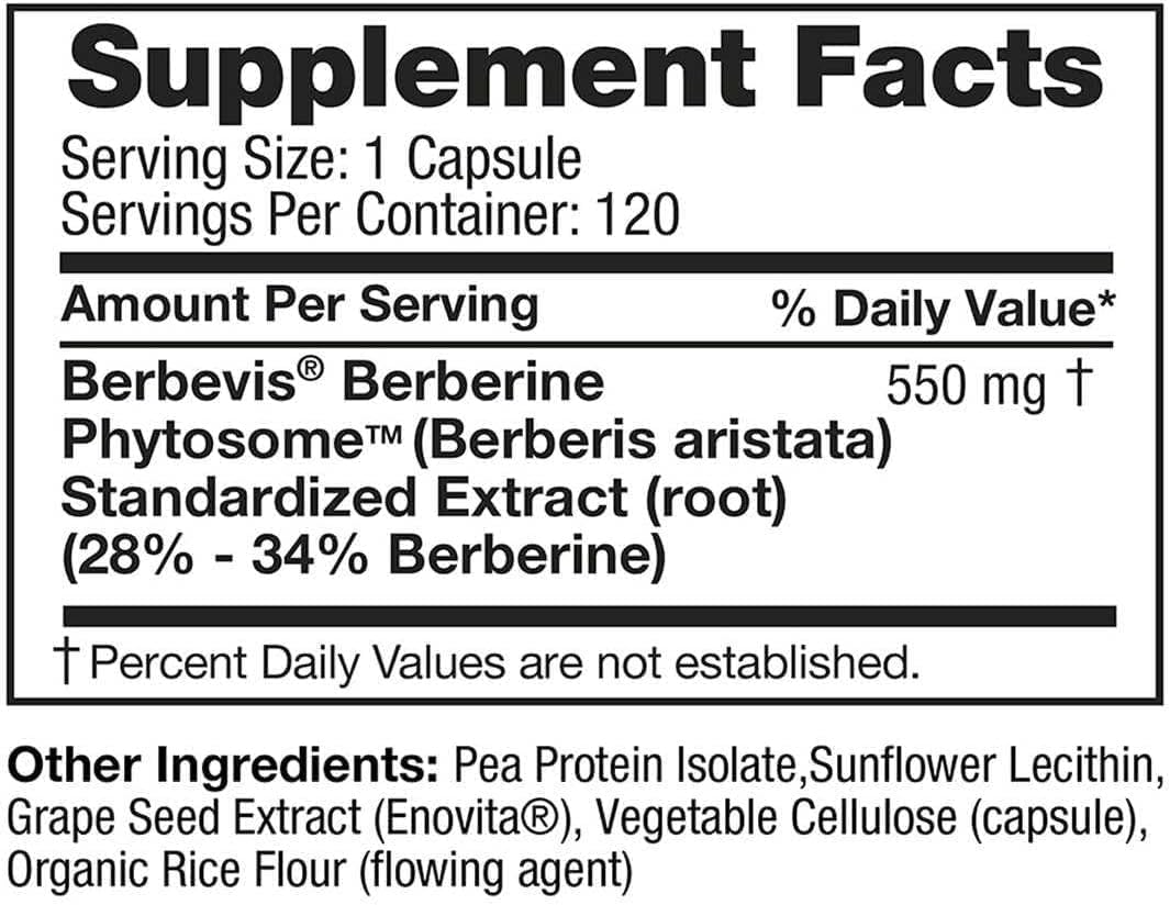 Feel Good Superfoods Berberine Phytosome label provides clear ingredient information.