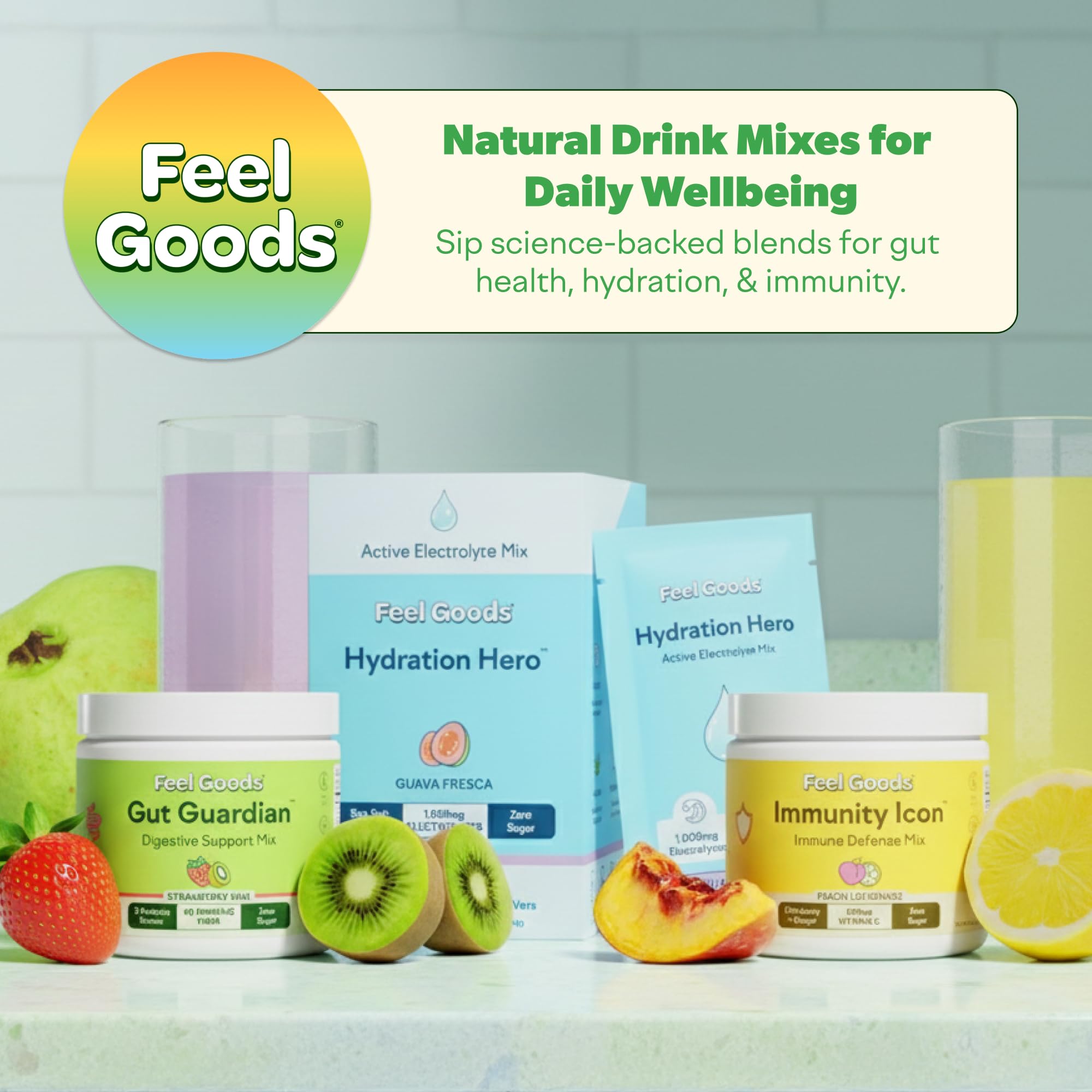 Feel Goods Gut Guardian packaging indicating California-made, third-party testing