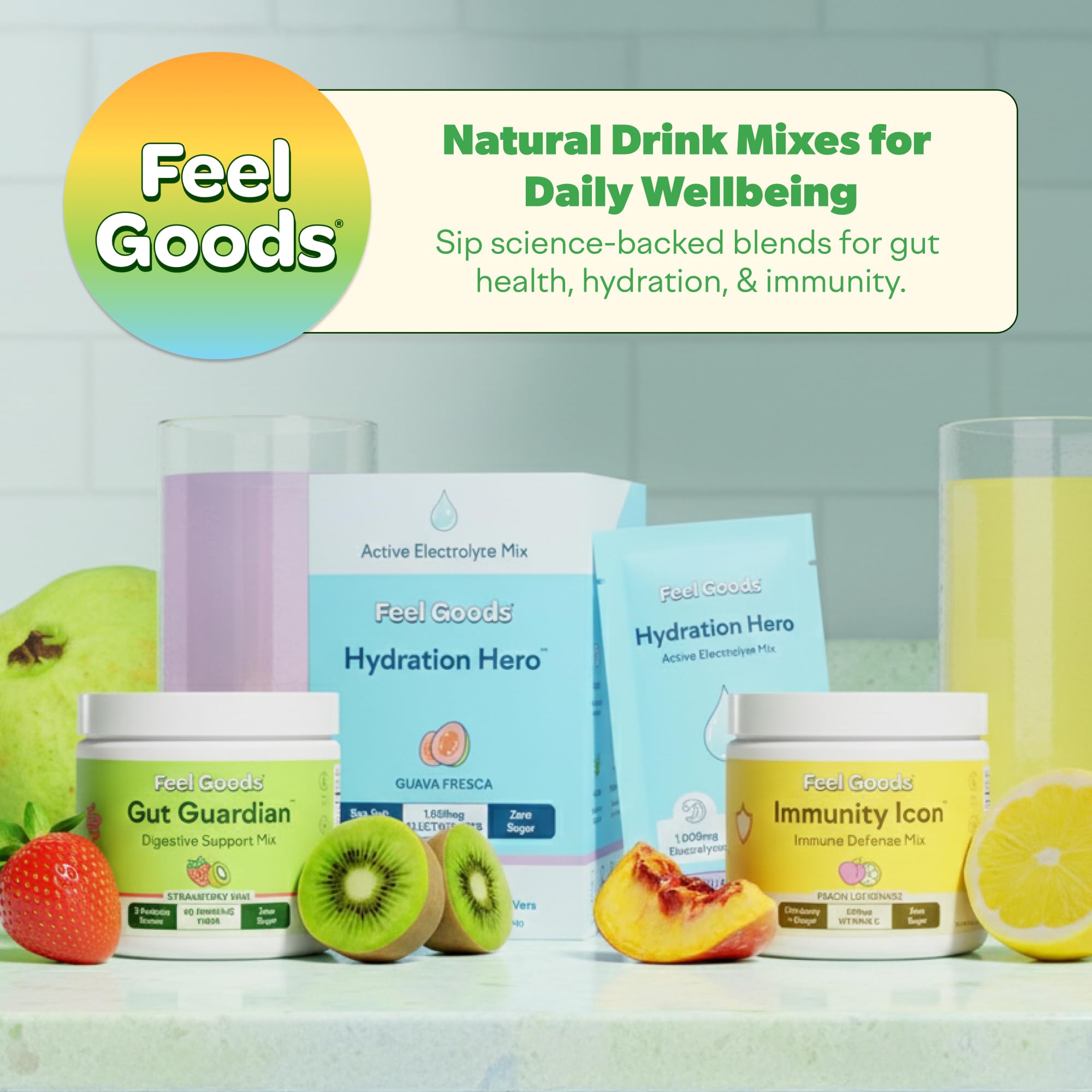 Feel Goods Gut Guardian easy daily mix in water for quick gut support.