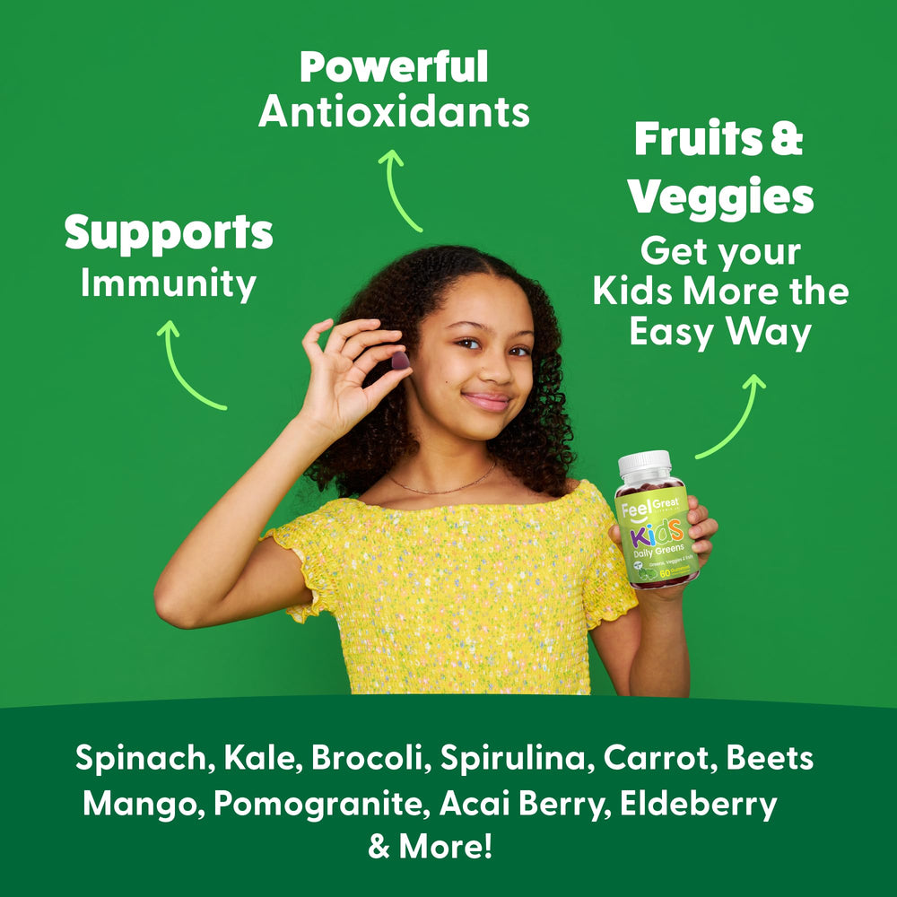 Feel Great Super Green Gummies appeal to picky eaters with tasty texture and easy chew.